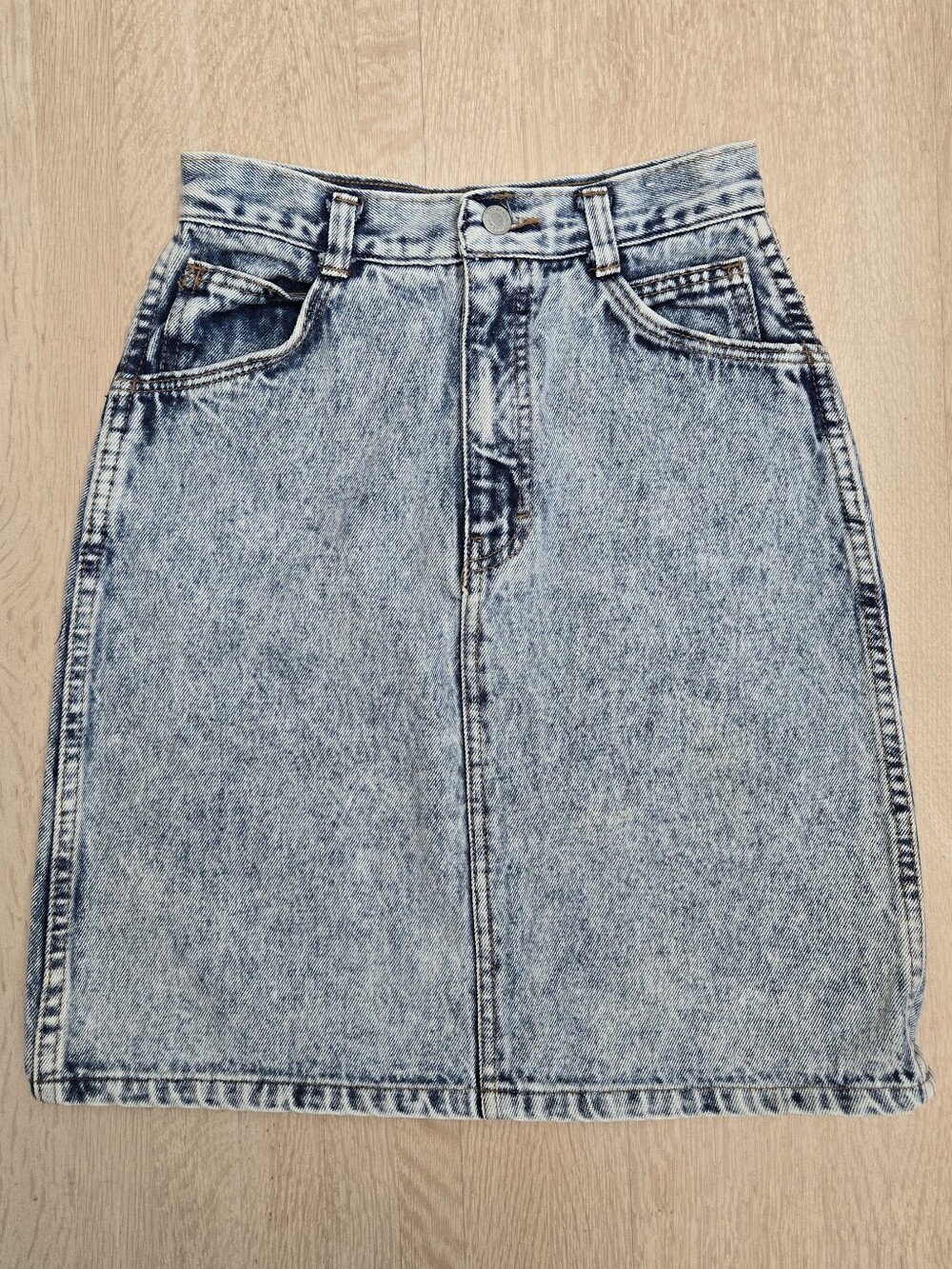 Vintage 80s Jordache Acid Wash Denim Mini Skirt Size XS 5 High Waist
